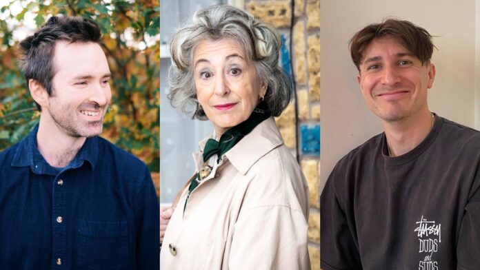 An image collage consisting musician Tom Rosenthal, actress Maureen Lipman and actor Tom Rosenthal