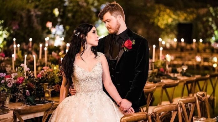 Jakob Nowell with his wife Ashlyn Zeda in their marriage ceremony.